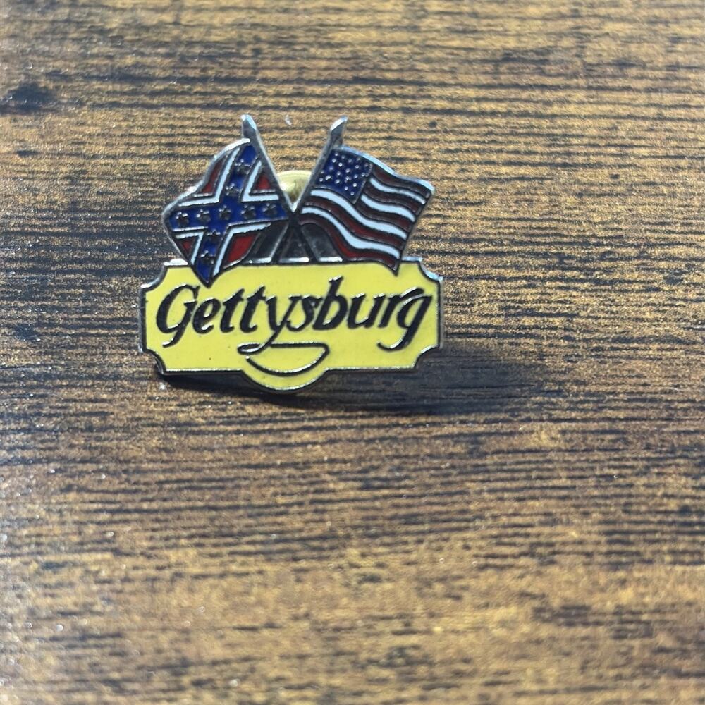 Vintage Gettysburg Lapel Pin Crossed Flags Enamel